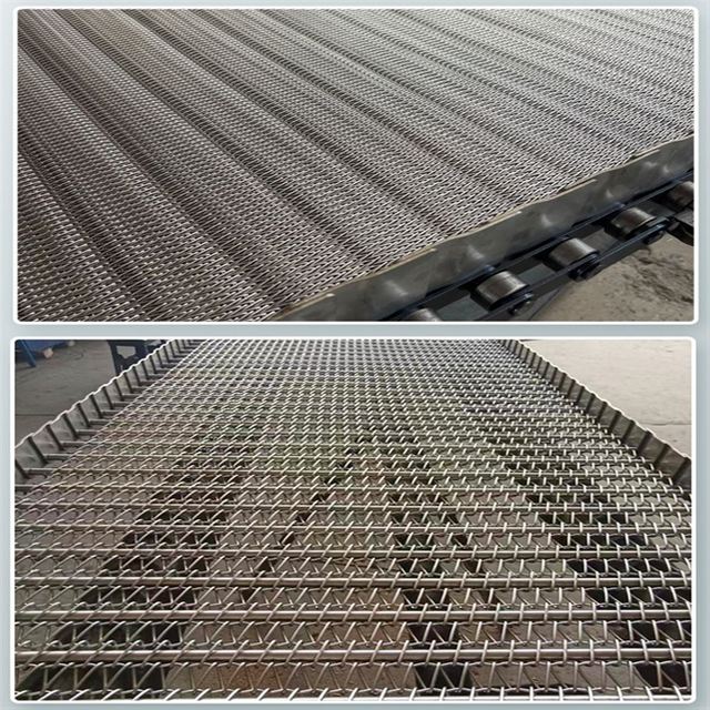 Flame resistant steel mesh conveyor belt