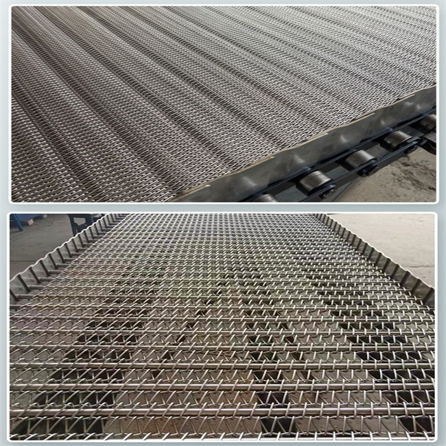 Flame resistant steel mesh conveyor belt